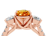 Rose gold Three-Stone Pear Cut Citrine Pavé Band with Four-Prong Setting_4