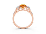 Rose gold Three-Stone Pear Cut Citrine Ring with Pavé Band and Prong Setting_15