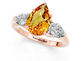 Rose gold Three-Stone Pear Cut Citrine Ring with Pear Side Stones and Four-Prong Setting_1