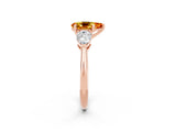 Rose gold Three-Stone Pear Cut Citrine Ring with Pear Side Stones and Four-Prong Setting_2
