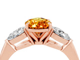 Rose gold Three-Stone Pear Cut Citrine Ring with Pear Side Stones and Four-Prong Setting_4