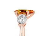 Rose gold Three-Stone Pear Cut Citrine Ring with Pear Side Stones and Four-Prong Setting_5