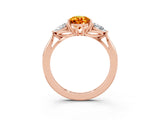 Rose gold Three-Stone Pear Cut Citrine Ring with Pear  Side Stones in Four-Prong Setting_15