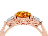 Rose gold Three-Stone Pear Cut Citrine Ring with Pear  Side Stones in Four-Prong Setting_16