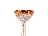 Rose gold Three-Stone Pear Cut Citrine Ring with Pear  Side Stones in Four-Prong Setting_17