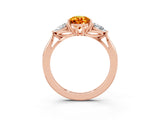 Rose gold Three-Stone Pear Cut Citrine Ring with Pear  Side Stones in Four-Prong Setting_39