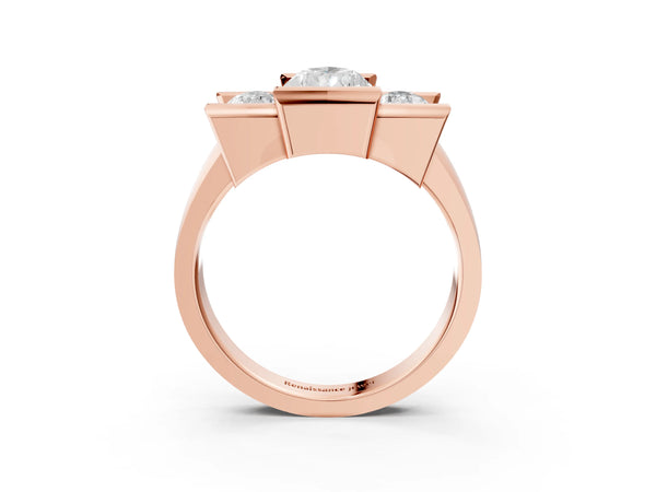 Rose gold Three Stone Pear Cut Cut Channel Set Diamond Ring