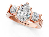 Rose gold Three-Stone Pear Cut Cut Classic Band Prong Setting Ring_8