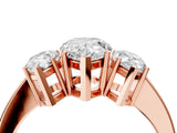 Rose gold Three-Stone Pear Cut Cut Diamond Engagement Ring with Flat Band and Four-Prong Setting_7