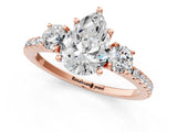 Rose gold Three-Stone Pear Cut Cut Diamond Pavé Band with Prong Setting_15