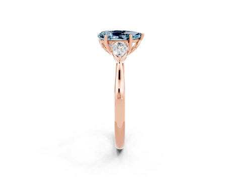 Rose gold Three-Stone Pear Cut Cut Diamond Ring with Pear Side Stones in Four-Prong Setting_2