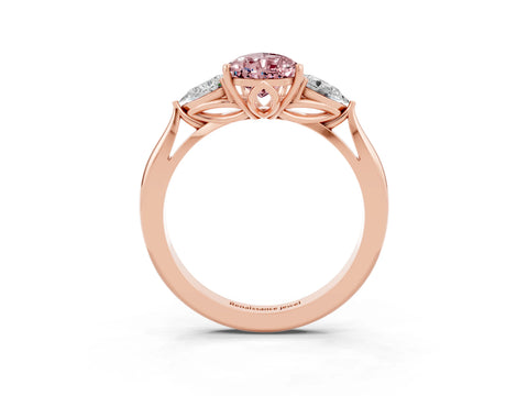 Rose gold Three-Stone Pear Cut Cut Diamond Ring with Pear Side Stones in Four-Prong Setting_3