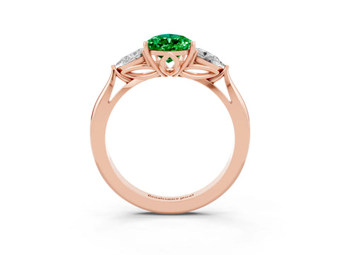 Rose gold Three-Stone Pear Cut Cut Diamond Ring with Pear Side Stones in Four-Prong Setting_3