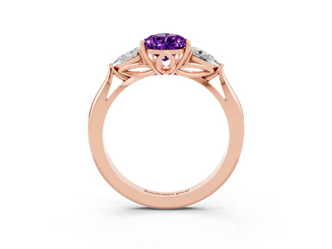 Rose gold Three-Stone Pear Cut Cut Diamond Ring with Pear Side Stones in Four-Prong Setting_3