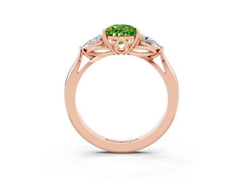 Rose gold Three-Stone Pear Cut Cut Diamond Ring with Pear Side Stones in Four-Prong Setting_3