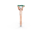 Rose gold Three-Stone Pear Cut Cut Diamond Ring with Trillion Side Stones and Four-Prong Setting_2