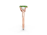 Rose gold Three-Stone Pear Cut Cut Diamond Ring with Trillion Side Stones and Four-Prong Setting_2