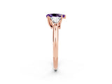 Rose gold Three-Stone Pear Cut Cut Diamond Ring with Trillion Side Stones and Four-Prong Setting_2