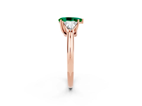 Rose gold Three-Stone Pear Cut Cut Diamond Ring with Trillion Side Stones and Four-Prong Setting_2