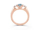 Rose gold Three-Stone Pear Cut Cut Diamond Ring with Trillion Side Stones and Four-Prong Setting_3