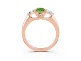 Rose gold Three-Stone Pear Cut Cut Diamond Ring with Trillion Side Stones and Four-Prong Setting_3