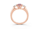 Rose gold Three-Stone Pear Cut Cut Diamond Ring with Trillion Side Stones and Four-Prong Setting_3