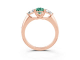 Rose gold Three-Stone Pear Cut Cut Diamond Ring with Trillion Side Stones and Four-Prong Setting_3