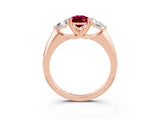 Rose gold Three-Stone Pear Cut Cut Diamond Ring with Trillion Side Stones and Four-Prong Setting_3