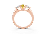Rose gold Three-Stone Pear Cut Cut Diamond Ring with Trillion Side Stones and Four-Prong Setting_3