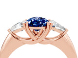 Rose gold Three-Stone Pear Cut Cut Diamond Ring with Trillion Side Stones and Four-Prong Setting_4