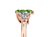 Rose gold Three-Stone Pear Cut Cut Diamond Ring with Trillion Side Stones and Four-Prong Setting_5