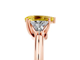 Rose gold Three-Stone Pear Cut Cut Diamond Ring with Trillion Side Stones and Four-Prong Setting_5