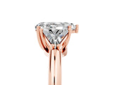 Rose gold Three-Stone Pear Cut Cut Diamond Ring with Trillion Side Stones and Four-Prong Setting_5