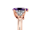 Rose gold Three-Stone Pear Cut Cut Diamond Ring with Trillion Side Stones and Four-Prong Setting_5