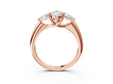 Rose gold Three-Stone Pear Cut Cut Diamond Ring with Trillion Side Stones and Four-Prong Setting_6
