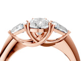Rose gold Three-Stone Pear Cut Cut Diamond Ring with Trillion Side Stones and Four-Prong Setting_7