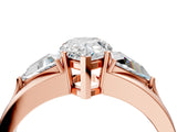 Rose gold Three-Stone Pear Cut Cut Diamond Ring with Trillion Side Stones on a Split Shank Band_17