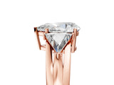 Rose gold Three-Stone Pear Cut Cut Diamond Ring with Trillion Side Stones on a Split Shank Band_18