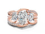 Rose gold Three-Stone Pear Cut Cut Diamond Split Shank Prong Set Ring_3