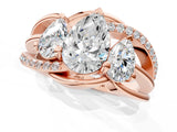 Rose gold Three-Stone Pear Cut Cut Diamond Split Shank Prong Set Ring_4