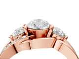 Rose gold Three-Stone Pear Cut Cut Diamond Split Shank Prong Set Ring_7