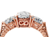 Rose gold Three-Stone Pear Cut Cut Milgrain Band Prong Setting Ring_13