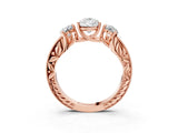 Rose gold Three-Stone Pear Cut Cut Milgrain Pavé Engagement Ring_22