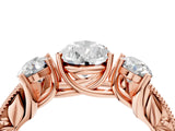 Rose gold Three-Stone Pear Cut Cut Milgrain Pavé Engagement Ring_23