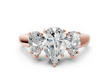 Rose gold Three-Stone Pear Cut Cut Solitaire Ring with Classic Prong Setting_3