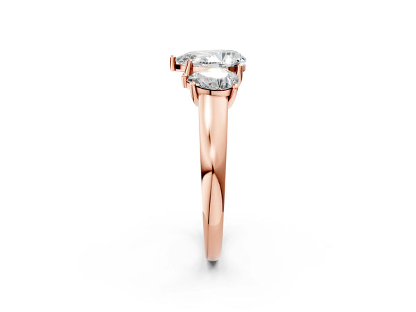 Rose gold Three-Stone Pear Cut Cut Solitaire Ring with Classic Prong Setting