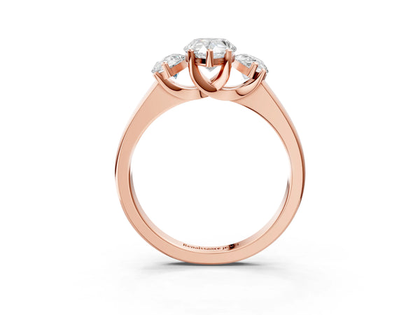 Rose gold Three-Stone Pear Cut Cut Solitaire Ring with Classic Prong Setting