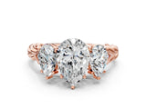 Rose gold Three-Stone Pear Cut Diamond Braided Band Ring with Four-Prong Setting_37