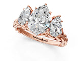 Rose gold Three-Stone Pear Cut Diamond Braided Band Ring with Four-Prong Setting_38