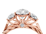 Rose gold Three-Stone Pear Cut Diamond Braided Band Ring with Four-Prong Setting_41